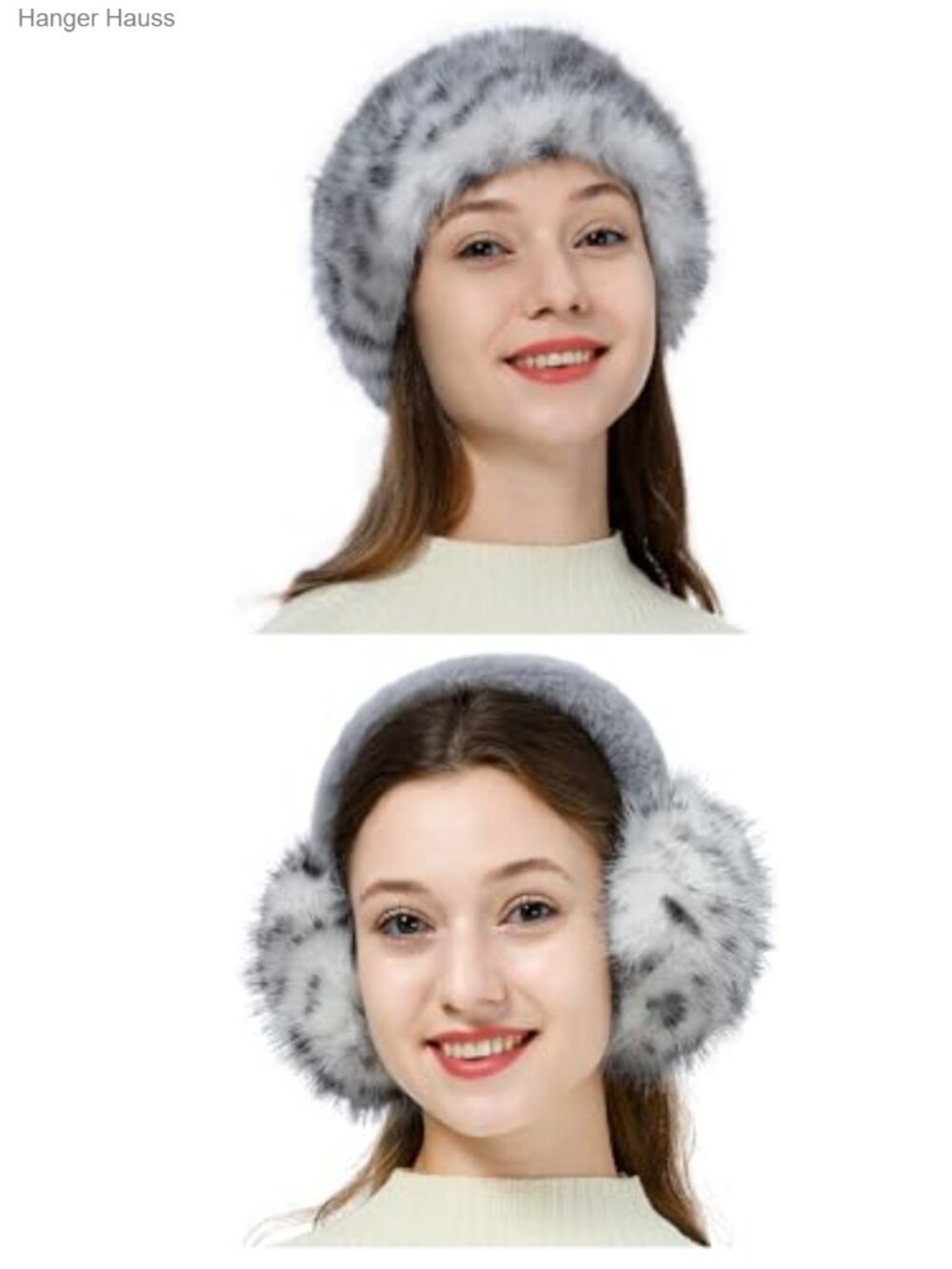 Faux Fur Headband and Earmuffs 2pc Set Quilted Liner Winter Gift